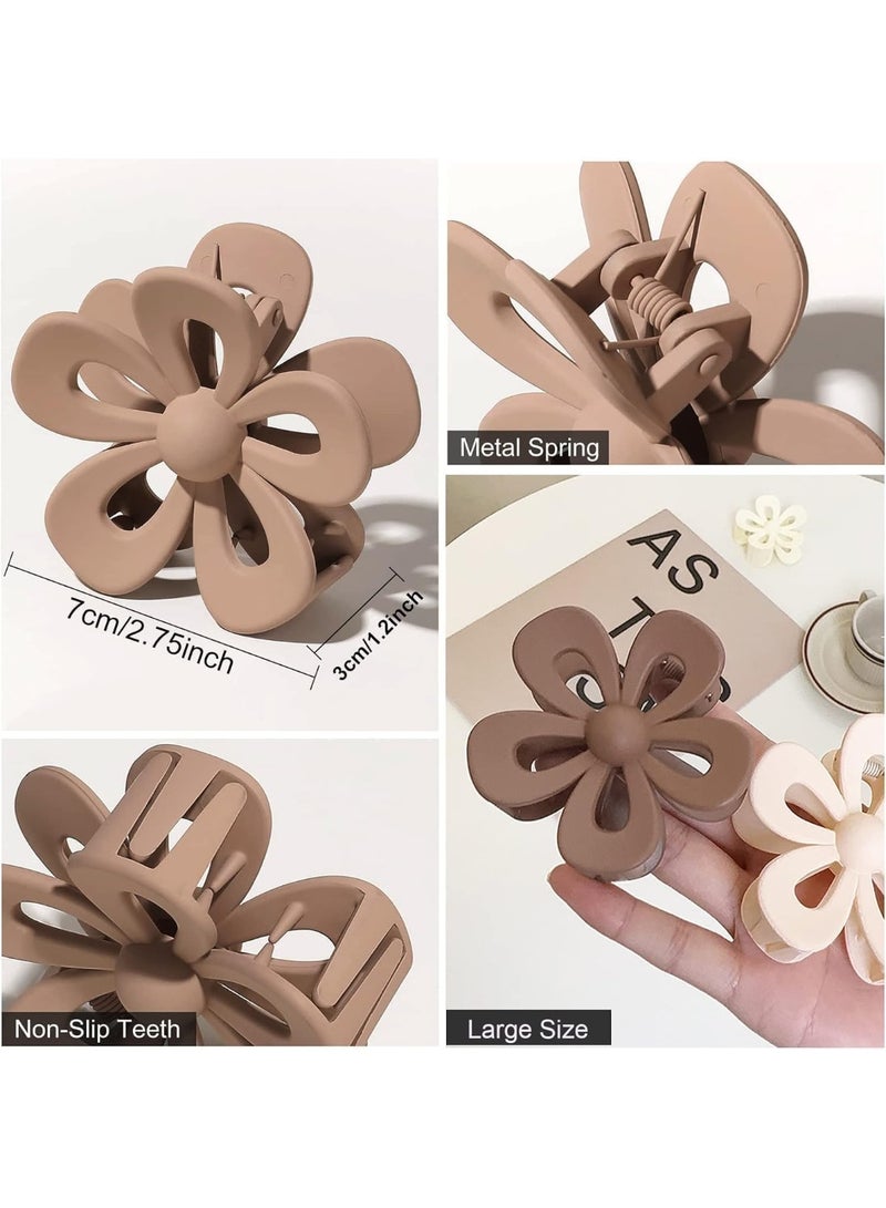 8 Pcs Flower Hair Clips for Women and Girls, Large Non-Slip Claw Clips for Thick Hair, Cute Matte Hair Claw Clamps with Strong Hold, Hair Accessories in 8 Colors - Image 2