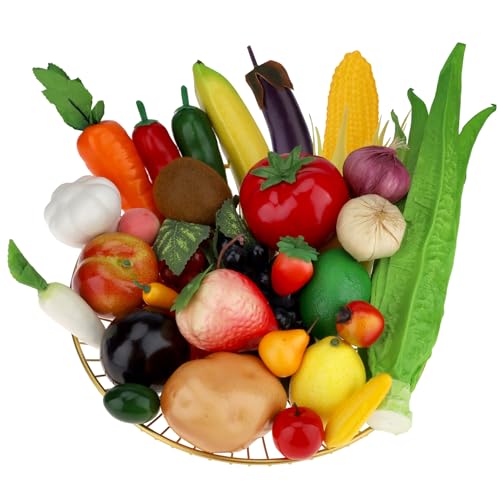 Woration 30pcs Plastic Artificial Fruit Fake Vegetables Simulation Foam Mini Fruits Set Lifelike Food Model Table Decoration Christmas Home Faux Photoshoot Garnish Festival - Image 1