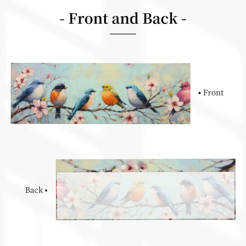 Worltoldb Spring Floral Bird Curtain Valance Short Rod Pocket Window Treatment for Living Room Bedroom Kitchen Bathroom 1 Panel 54" W x 18" L - Image 2