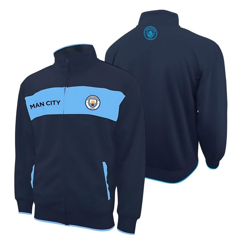 Icon Sports Manchester City FC Soccer Track Jacket Officially Licensed Unisex ZipUp Outerwear Skyblue S