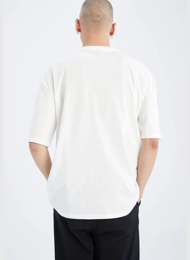 DeFacto Oversize Fit Short Sleeve Slogan Print T-Shirt