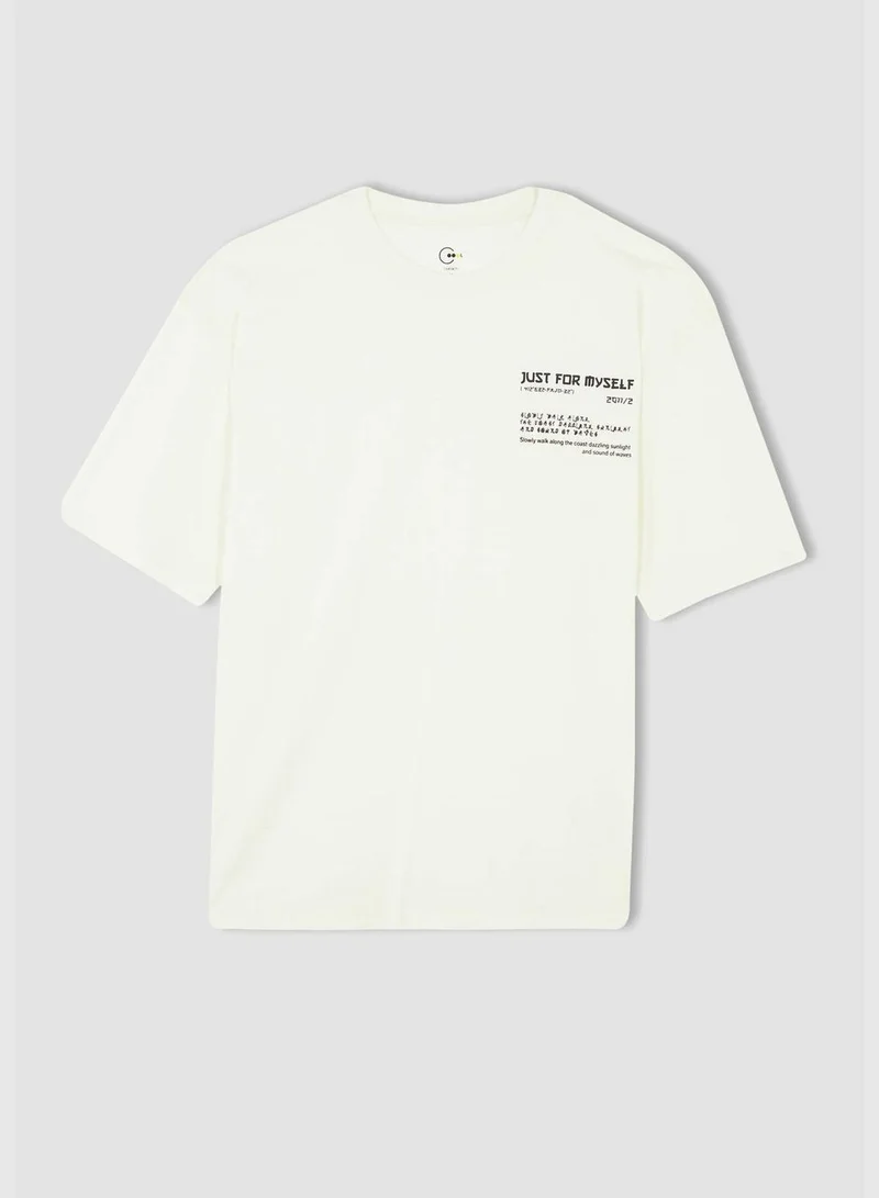 DeFacto Oversize Fit Short Sleeve Slogan Print T-Shirt