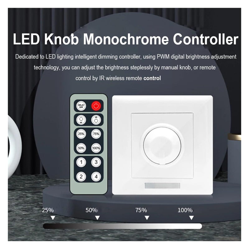 Ap M401 12 Key Infrared PWM 86 Panel Controller DC5 24V LED Strip Stepless Dimming Timer Manual Knob - Image 3