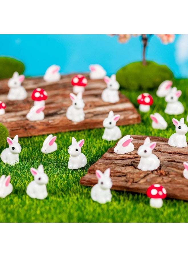 FFNIU Miniature Rabbit Figurines, 100Pcs Mini Resin Bunny Animals Toy, Miniature Rabbit for Landscape Ornaments Miniature Garden Decor Potted Plant,Cake Topper Decoration - Image 2