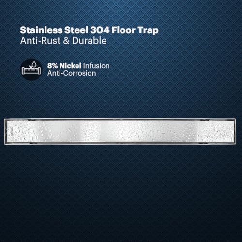 Johnson Bathrooms Johnson Altis 4x24 inches Rectangle Shower Drain Channel | SS304 Grade Vertical Water Drain Channel| Floor Drain for Bathroom with Cockroach Trap | 2 Year Warranty (T3391C2- Stainless Steel) - Image 3