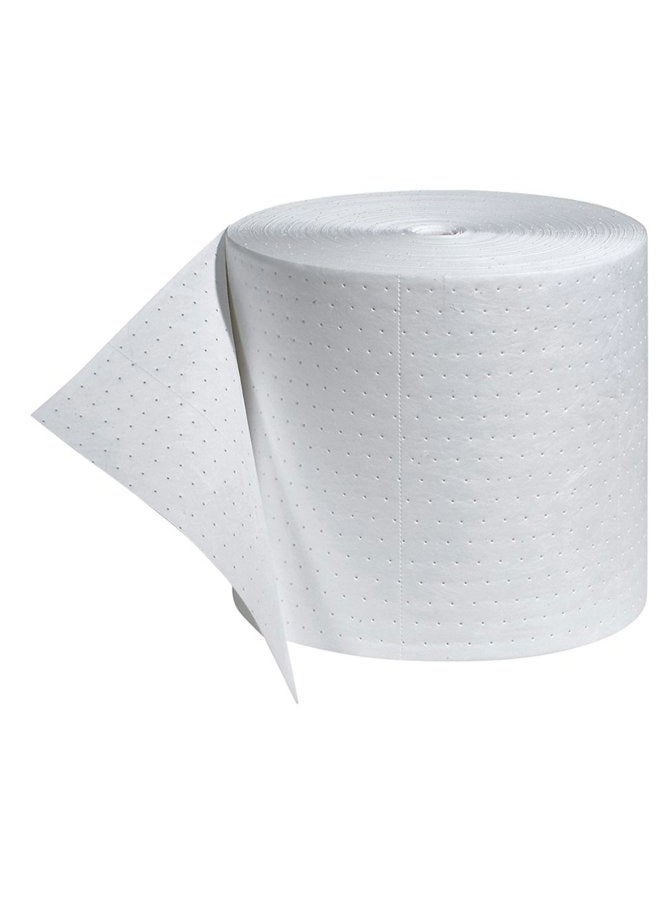PIG New Pig Oil-Only Absorbent Mat Roll, 16-Gal Absorbency, Mediumweight, Absorbs Oil-Based Liquids, Repels Water, 150' L x 15" W, White (1 Roll), MAT446 - Image 1