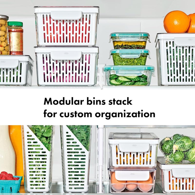 OXO Long Bin Good Grips Produce Saver - 14.8 x 5.9 x 3.6 in, White - Image 2