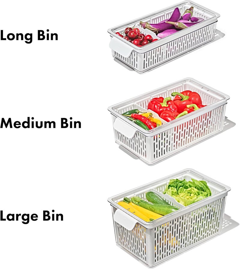 OXO Long Bin Good Grips Produce Saver - 14.8 x 5.9 x 3.6 in, White - Image 3