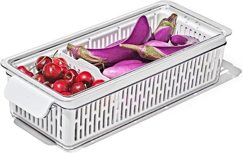 OXO Long Bin Good Grips Produce Saver - 14.8 x 5.9 x 3.6 in, White - Image 1