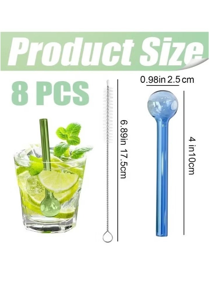 بيت إيزي 8 قطع من مصاصات الزجاج المقاومة للكسر، مقاس 4 بوصات، مصاصة زجاجية قابلة لإعادة الاستخدام مع فرشاة تنظيف، آمنة للاستخدام في غسالة الأطباق، مصاصات شرب مثالية للكوكتيلات والعصائر والقهوة والعصير الملون - Image 2