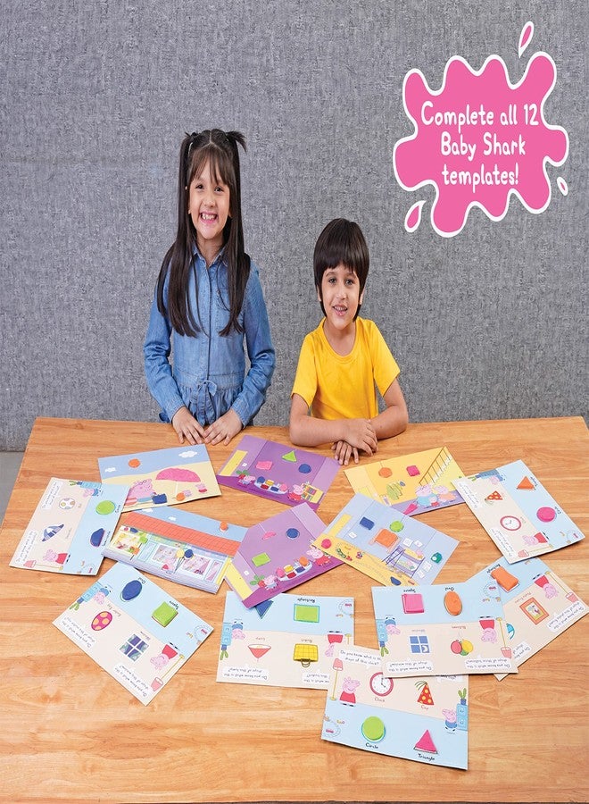 Dough Magic Peppa Pig Spot & Shape Activity Set With Moulding Lid & 4 Tubs 50gm Each|Roleplay Set With 6ShapeCutters & 12Sheets|Water based Soft Dough|Non-Toxic|Gift Set for Kids 3 years+|MadeIn India - Image 2