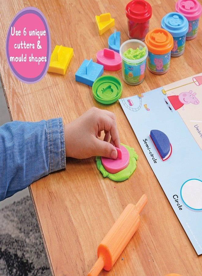 Dough Magic Peppa Pig Spot & Shape Activity Set With Moulding Lid & 4 Tubs 50gm Each|Roleplay Set With 6ShapeCutters & 12Sheets|Water based Soft Dough|Non-Toxic|Gift Set for Kids 3 years+|MadeIn India - Image 4