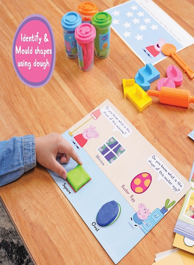 Dough Magic Peppa Pig Spot & Shape Activity Set With Moulding Lid & 4 Tubs 50gm Each|Roleplay Set With 6ShapeCutters & 12Sheets|Water based Soft Dough|Non-Toxic|Gift Set for Kids 3 years+|MadeIn India - Image 3