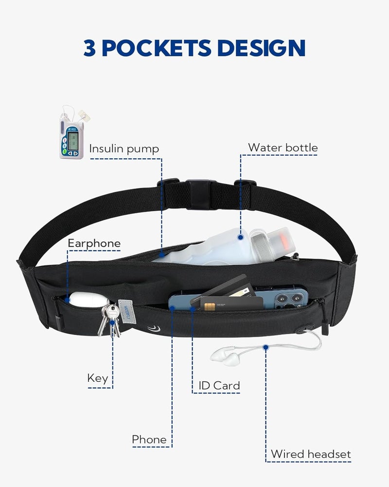 WATERFLY Running Belt Fanny Pack: Runner Marathon Jogging Waist Pack Sport Workout Exercise Fitness Phone Holder Belt for Men Women Jogger Slim Waistband - Image 4