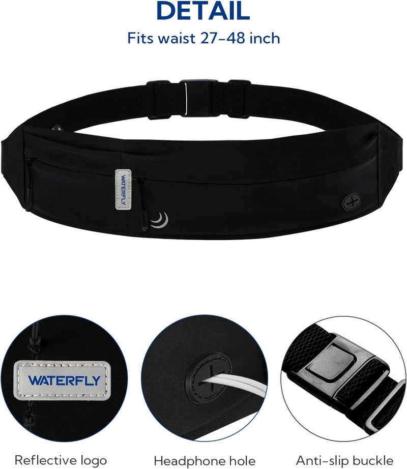 WATERFLY Running Belt Fanny Pack: Runner Marathon Jogging Waist Pack Sport Workout Exercise Fitness Phone Holder Belt for Men Women Jogger Slim Waistband - Image 5