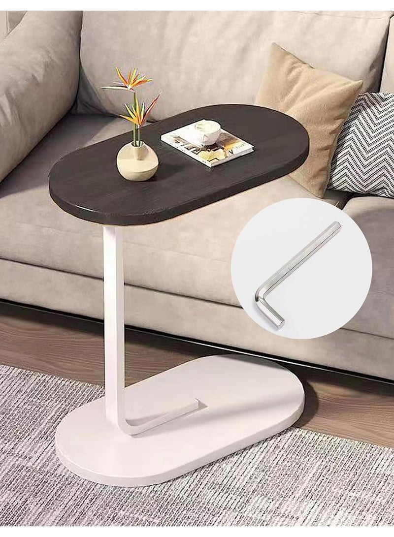 DubaiGallery Sofa Side End Table, Light Luxury Side Table Simple Corner Table Bedside Cabinet Metal Frame C Shaped Table for Sofa Bed Living Room Bedroom  - Image 2