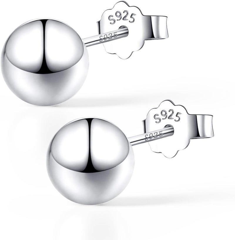 EVERU 925 Sterling Silver Ball Stud Earrings Available in 3mm-10mm,Classic Round Ball Studs Hypoallergenic Jewelry - Image 1