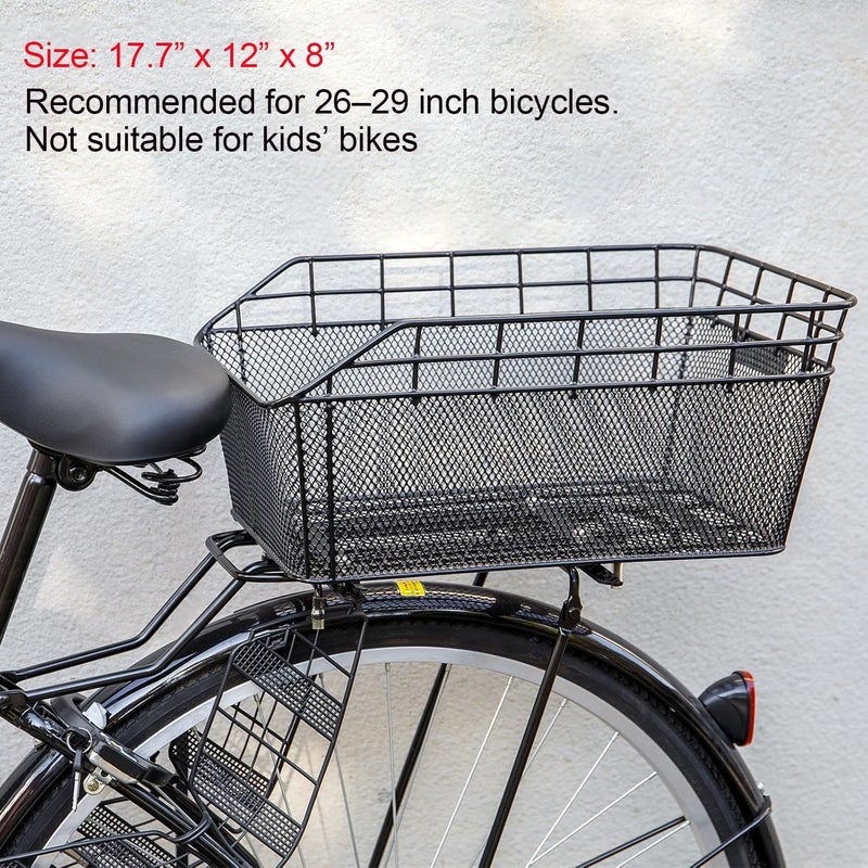CXWXC Rear Bike Basket - Large Bicycle Rear Basket with Cargo Net and Waterproof Cover - Image 2