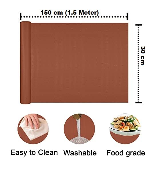 ElastPro (45 cm X 1.5 m X Pack of 3) Brown EVA Food Grade Washable Anti Slip Mat/Sheet for Fridge, Shelf Liner, Table, Kitchen Drawer mat (Diamond Texture, Brown) - Image 2