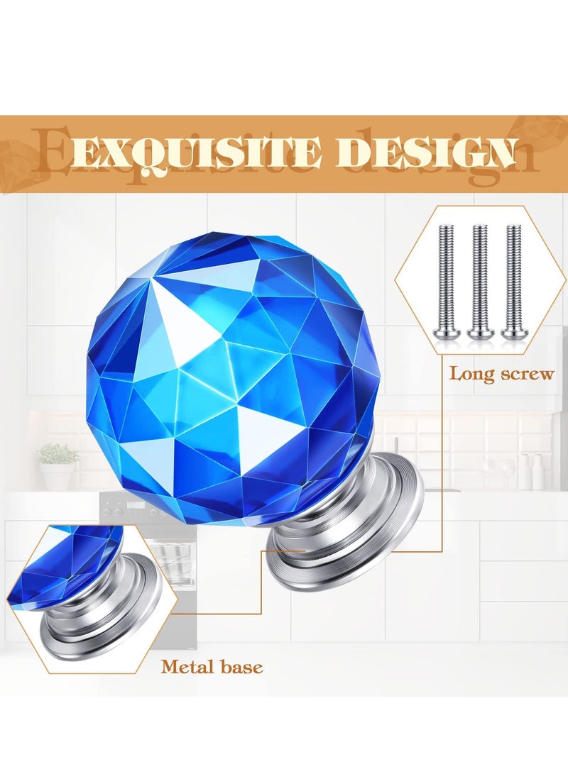 SYOSI مقابض خزانة للأدراج والخزائن، مقبض كريستالي ملون بقطر 30 ملم، مقابض زجاجية للخزائن والأدراج، أدوات كريستالية للأدراج والخزائن والمطبخ، عبوة من 10 - Image 2