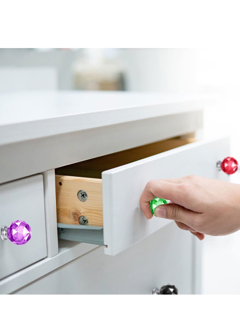 SYOSI مقابض خزانة للأدراج والخزائن، مقبض كريستالي ملون بقطر 30 ملم، مقابض زجاجية للخزائن والأدراج، أدوات كريستالية للأدراج والخزائن والمطبخ، عبوة من 10 - Image 5