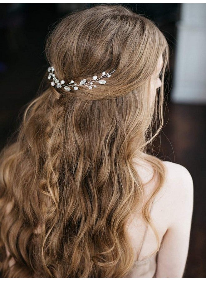 JAKAWIN Akawin Bride Pearl Wedding Hair Vine Rhinestone Hair Piece Crystal Bridal Hair Accessories For Women Hv192 (1 Silver)  - Image 5