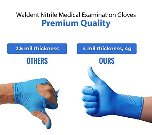 WALDENT Nitrile Medical Disposable Examination Gloves Small Pack of 80 pieces Powder Free Blue Gloves Ambidextrous Tear Resistant Medical Grade for Healthcare Dental and General Use - Image 4