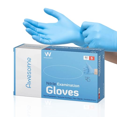 WALDENT Nitrile Medical Disposable Examination Gloves Small Pack of 80 pieces Powder Free Blue Gloves Ambidextrous Tear Resistant Medical Grade for Healthcare Dental and General Use - Image 1