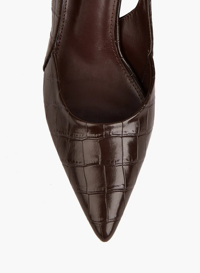 Flora Bella By Shoexpress Textured Slingback Shoes with Flared Heels