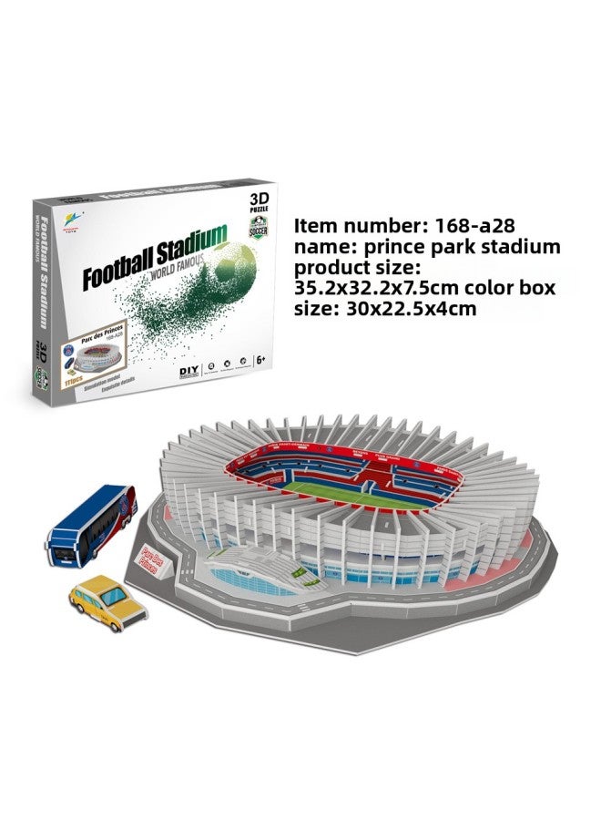 Jurong Puzzle Stereo 3D Model Soccer Field Assembled Small Toys Children Adult Thinking Enlightenment Puzzle-Color:Princes Park Stadium - Image 1