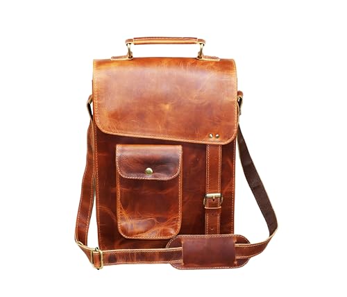 jaald 13" leather messenger bag laptop case office briefcase gift for men computer distressed shoulder bag - Image 2