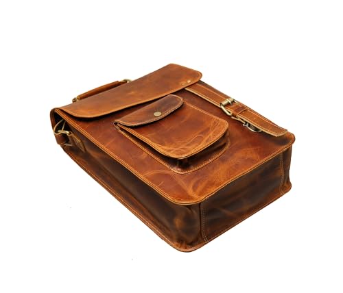 jaald 13" leather messenger bag laptop case office briefcase gift for men computer distressed shoulder bag - Image 4