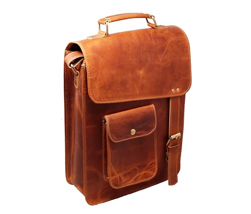 jaald 13" leather messenger bag laptop case office briefcase gift for men computer distressed shoulder bag - Image 3