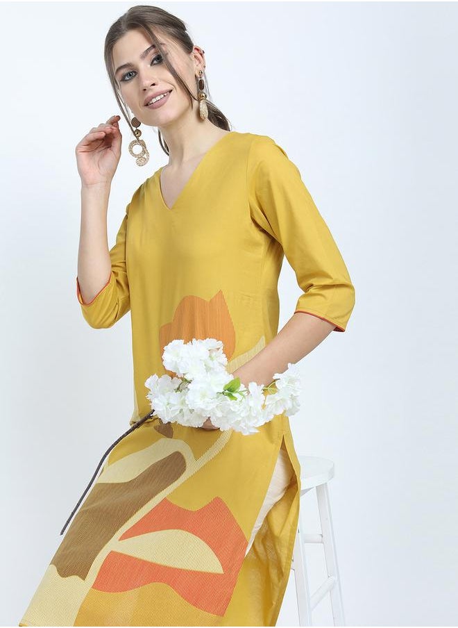Vishudh Women Women Yellow Printed Kurta by Styli  - Image 2