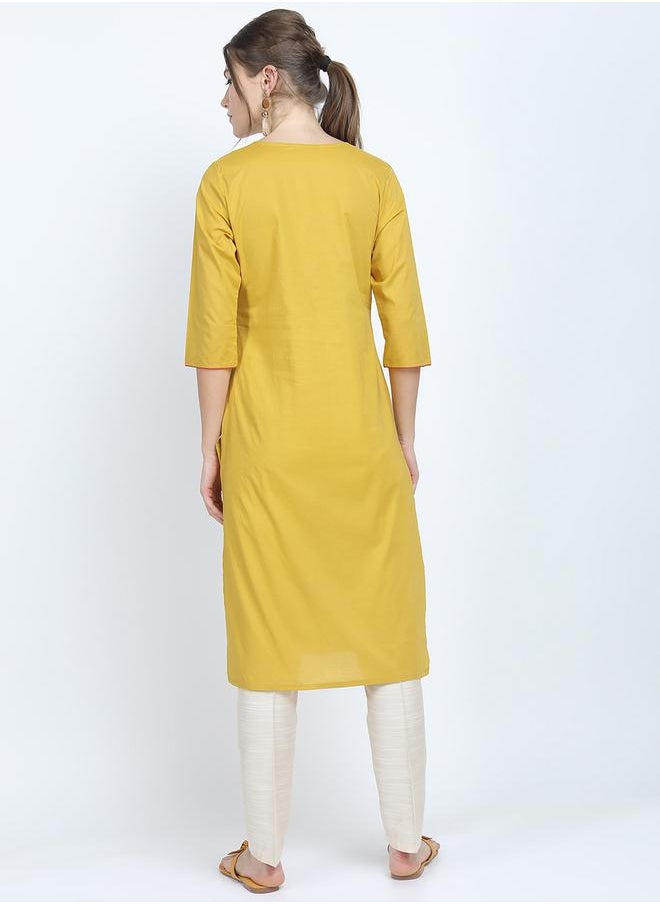 Vishudh Women Women Yellow Printed Kurta by Styli  - Image 3