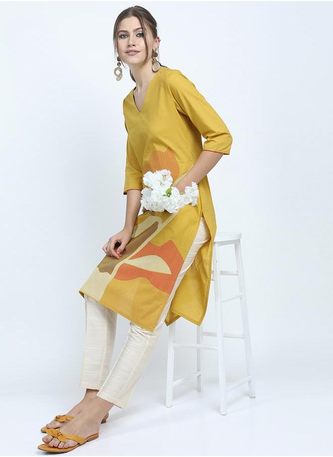 Vishudh Women Women Yellow Printed Kurta by Styli  - Image 1