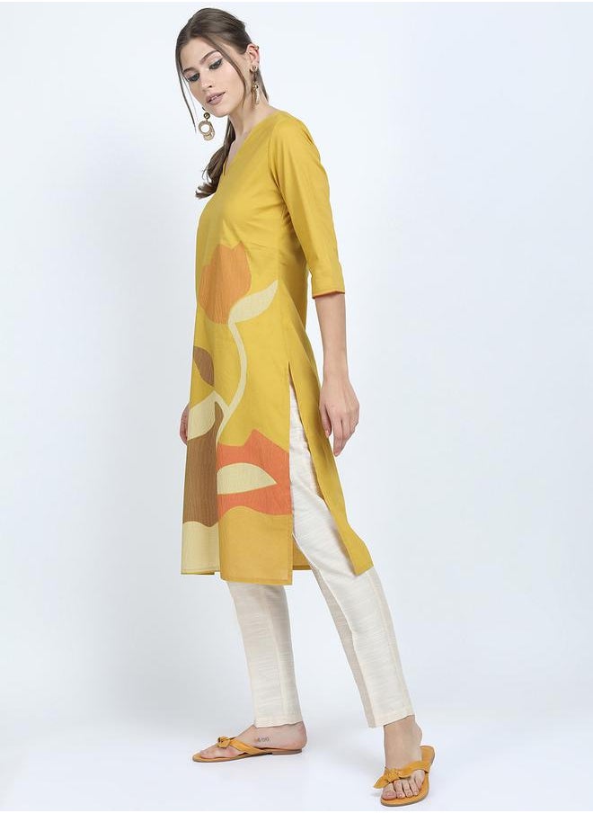 Vishudh Women Women Yellow Printed Kurta by Styli  - Image 5