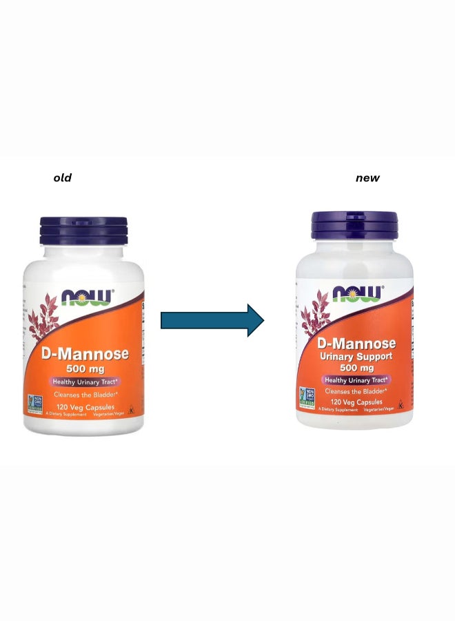 Now Foods D-Mannose Dietary Supplement - 120 Veg Capsules 500 Mg - Image 1