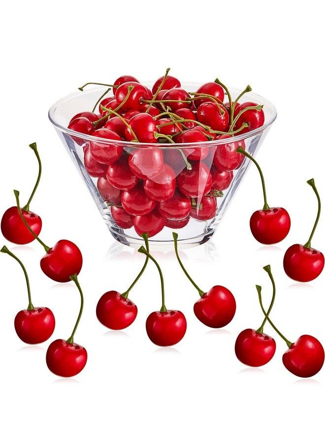 Skylety Fake Cherries Artificial Cherry Decorations Simulation Cherries Fruit Cherries Fruit Cherry Fake Fruit Model For Party Decor Home Kitchen Cabinet Photography Prop Cognitive Toy (50 Pieces)  - Image 2