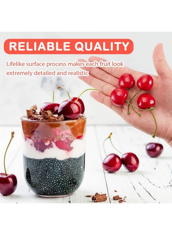 Skylety Fake Cherries Artificial Cherry Decorations Simulation Cherries Fruit Cherries Fruit Cherry Fake Fruit Model For Party Decor Home Kitchen Cabinet Photography Prop Cognitive Toy (50 Pieces)  - Image 5