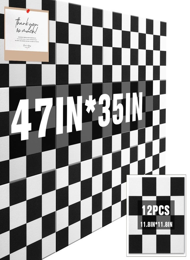 جيوجا لوحة فلين جيوجا مكونة من 12 قطعة للجدران، مقاس 12 × 12 بوصة، بتصميم كلاسيكي بنمط مربعات باللونين الأسود والأبيض، ألواح جدارية عازلة للصوت، بلاط لباد بوهيمي، ديكور معلق ذاتي اللصق لطيف للمكتب والمنزل والفصول الدراسية (كلاسيكي) - Image 1