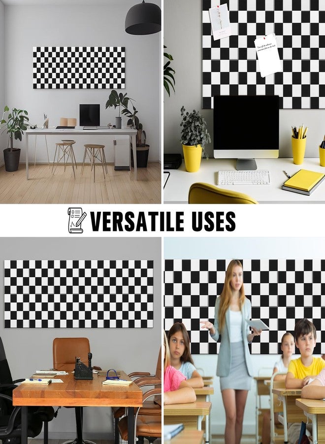 جيوجا لوحة فلين جيوجا مكونة من 12 قطعة للجدران، مقاس 12 × 12 بوصة، بتصميم كلاسيكي بنمط مربعات باللونين الأسود والأبيض، ألواح جدارية عازلة للصوت، بلاط لباد بوهيمي، ديكور معلق ذاتي اللصق لطيف للمكتب والمنزل والفصول الدراسية (كلاسيكي) - Image 5