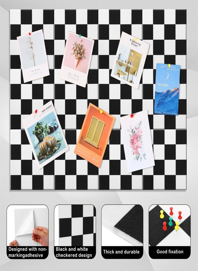 جيوجا لوحة فلين جيوجا مكونة من 12 قطعة للجدران، مقاس 12 × 12 بوصة، بتصميم كلاسيكي بنمط مربعات باللونين الأسود والأبيض، ألواح جدارية عازلة للصوت، بلاط لباد بوهيمي، ديكور معلق ذاتي اللصق لطيف للمكتب والمنزل والفصول الدراسية (كلاسيكي) - Image 2