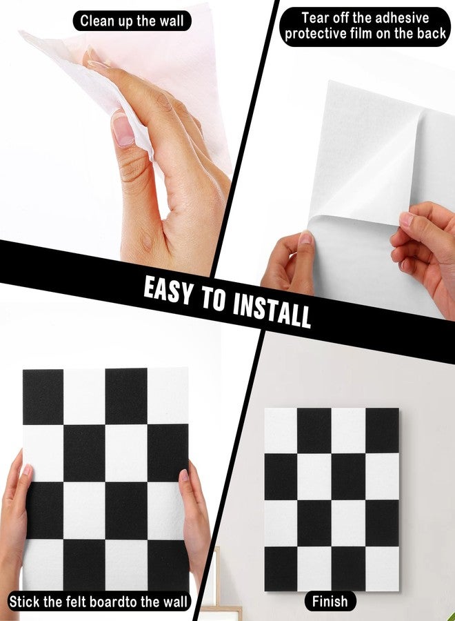 جيوجا لوحة فلين جيوجا مكونة من 12 قطعة للجدران، مقاس 12 × 12 بوصة، بتصميم كلاسيكي بنمط مربعات باللونين الأسود والأبيض، ألواح جدارية عازلة للصوت، بلاط لباد بوهيمي، ديكور معلق ذاتي اللصق لطيف للمكتب والمنزل والفصول الدراسية (كلاسيكي) - Image 4