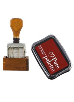 Generic Date Stamp Set,Date Stamp (Natural Wood Color) + Stamp Pad (Red),Stamp-like Effect in A Planner/Journal  - Image 1