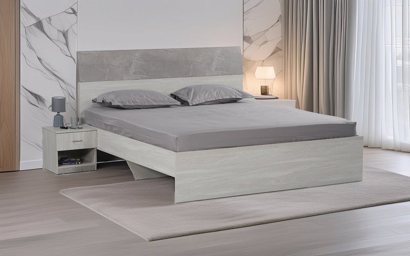 ROYALOAK Harvey Queen Bed Wihtout Storage, Durable MDF Frame with Melamine Finish, Modern Design, Multi-Design Base, Sturdy Construction, Queen Size Bed Without Storage - Image 2