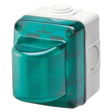 GEWISS - GW27416DY Warning Light, 15 W, 230 V, Green Diffuser, IP55, Grey RAL 7035 - Image 1