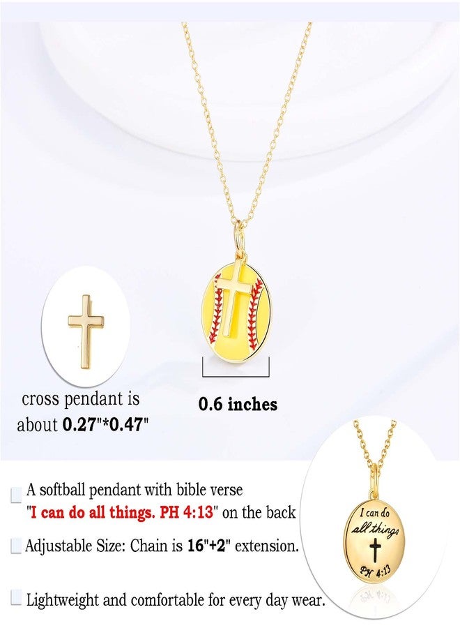 FIEEFX Softball Neckalce Gifts for Girls, Gold Cross Necklace Jewelry PH 4:13 Bible Verse Christian Religious Gifts for Teen Girls Women Valentines Day Christmas Easter Baptism Graudation Birthday Gifts - Image 4