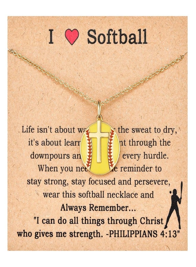FIEEFX Softball Neckalce Gifts for Girls, Gold Cross Necklace Jewelry PH 4:13 Bible Verse Christian Religious Gifts for Teen Girls Women Valentines Day Christmas Easter Baptism Graudation Birthday Gifts - Image 1