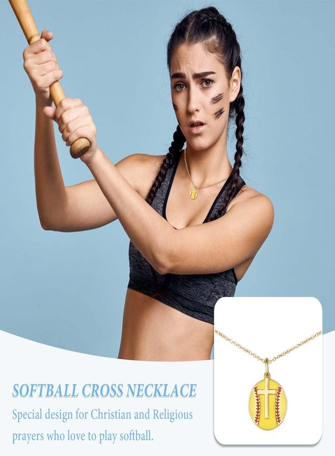 FIEEFX Softball Neckalce Gifts for Girls, Gold Cross Necklace Jewelry PH 4:13 Bible Verse Christian Religious Gifts for Teen Girls Women Valentines Day Christmas Easter Baptism Graudation Birthday Gifts - Image 2